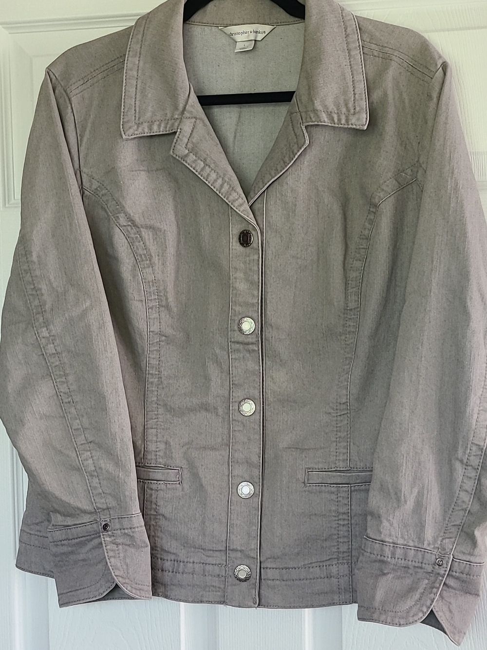 Christopher & Banks Gray Button-Front Jacket Sz L